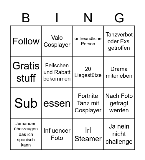 Gamescom 2024 Bingo Card