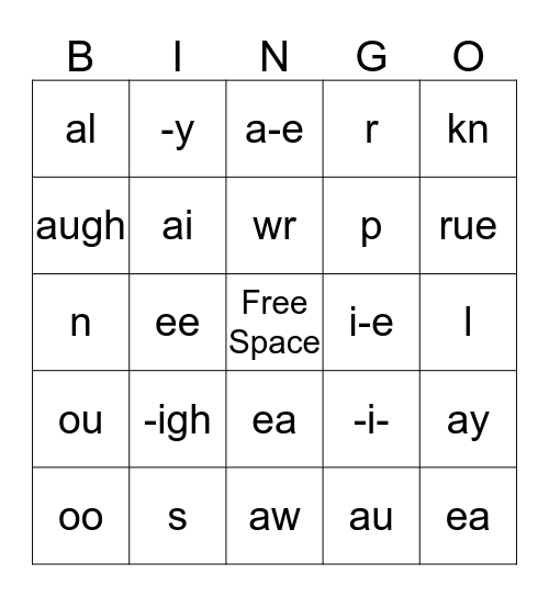 Phoneme Bingo Card