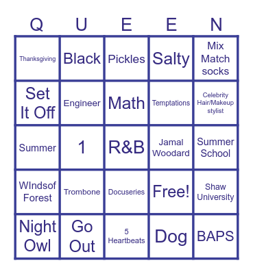 All Hail the Queen Bingo Card