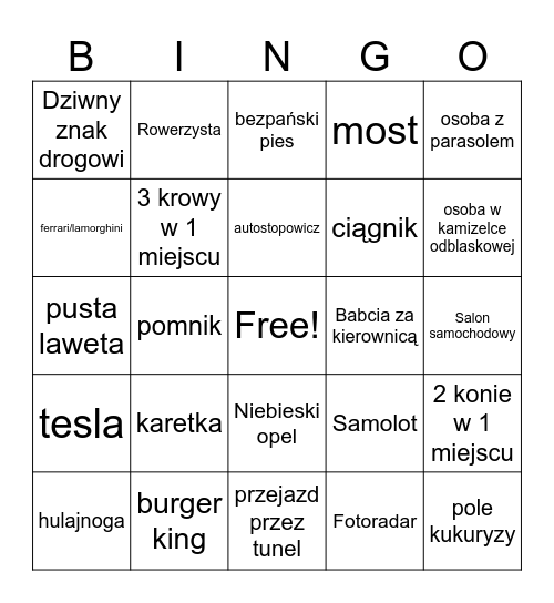 Gosia Bingo Card
