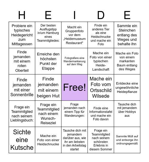 Heidschnucken-Wanderung Bingo Card