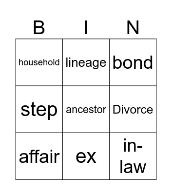 Family Bingo Card