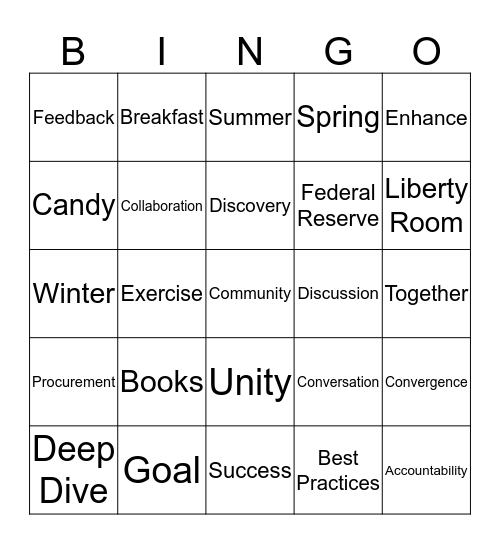 Corporate Group Town Hall Bingo Card