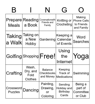 Independent BINGO Card
