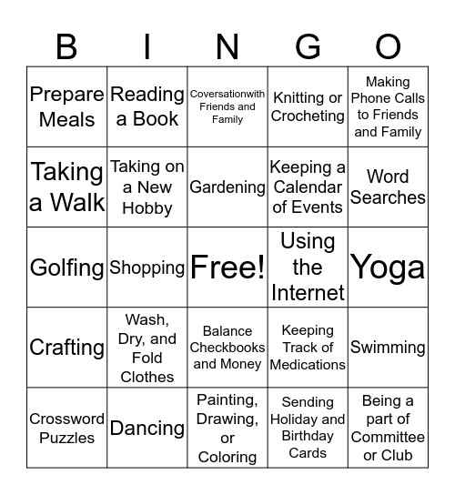 Independent BINGO Card