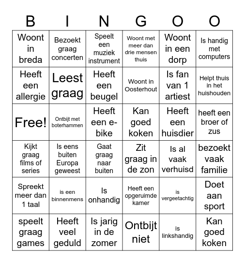 kennismakings BINGO Card