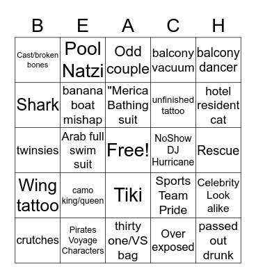 Vacation Bingo MB 2016 Bingo Card