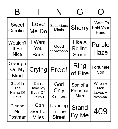 Music Bingo Card