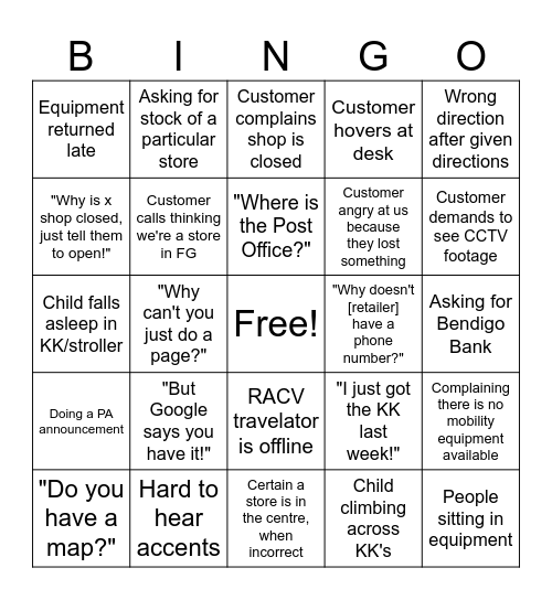 Westfield Bingo 2: Electric Boogaloo Bingo Card