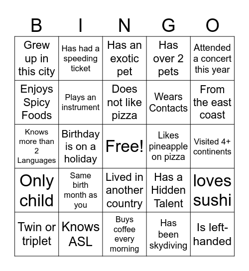 Get to Know your AmeriCorps Memeber Bingo Card