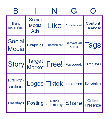Social Media Management Bingo Card