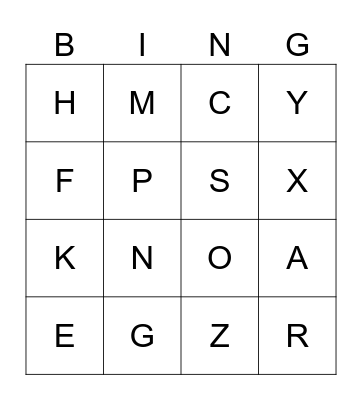 ABC Bingo Card