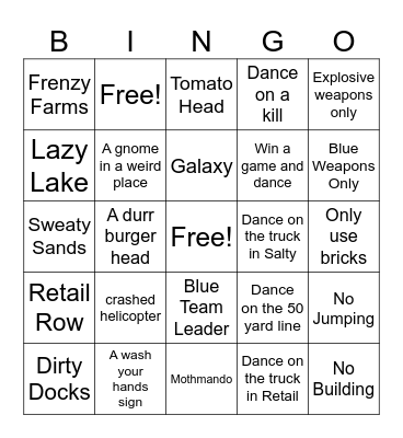 Fortnite Bingo Card