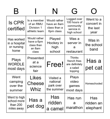 Untitled Bingo Card