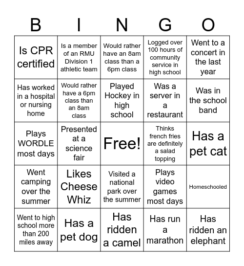 Untitled Bingo Card