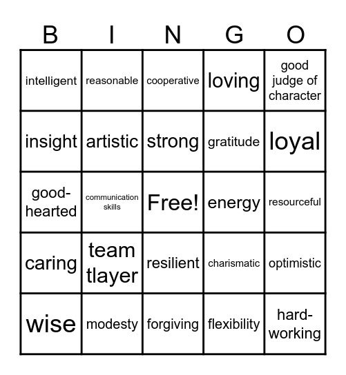 Strengths! Bingo Card
