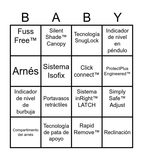 Características de los Autoasientos Graco Bingo Card