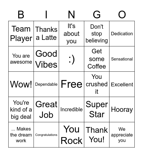 Employee Appreciation Week! Bingo Card