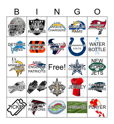 NFL Bingo Card