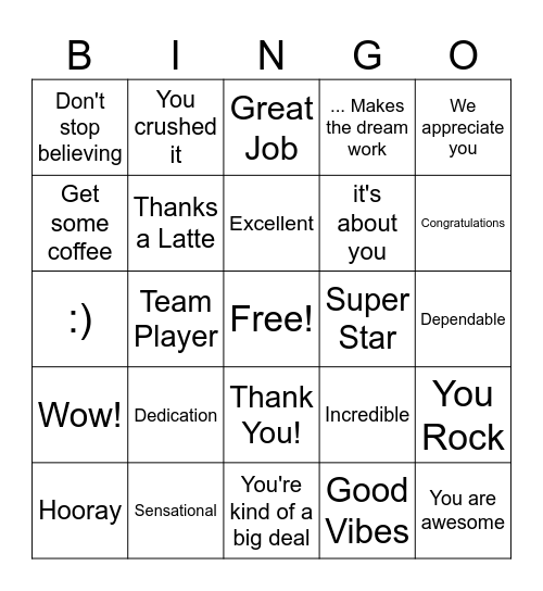 Employee Appreciation Week! Bingo Card