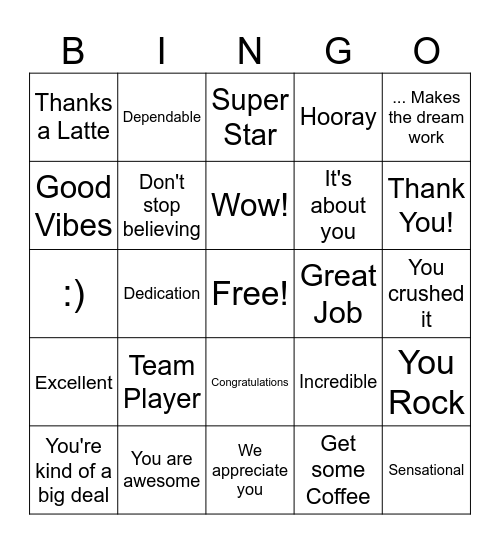 Employee Appreciation Week! Bingo Card