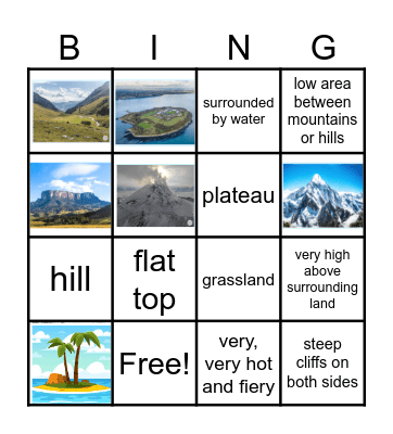 Landforms Bingo Card