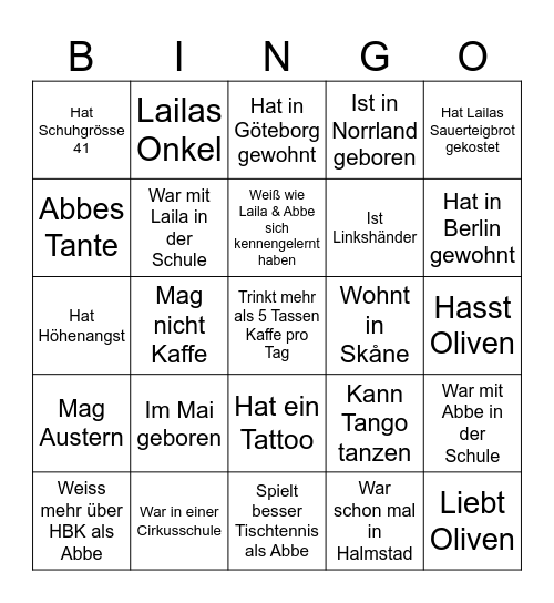 Laila und Abbes Bingo! Bingo Card