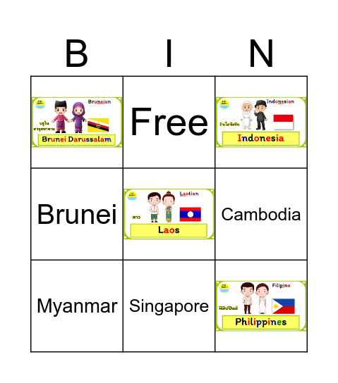 Asian Countries Bingo Card