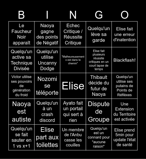 JDR Bingo Card