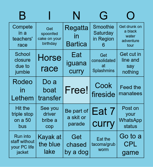 PC Bucket List: Guyana Edition Bingo Card