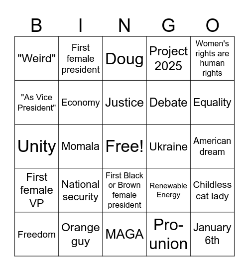 DNC Watch Party Bingo with HRC! Bingo Card