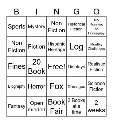 Library Orientation Bingo Card