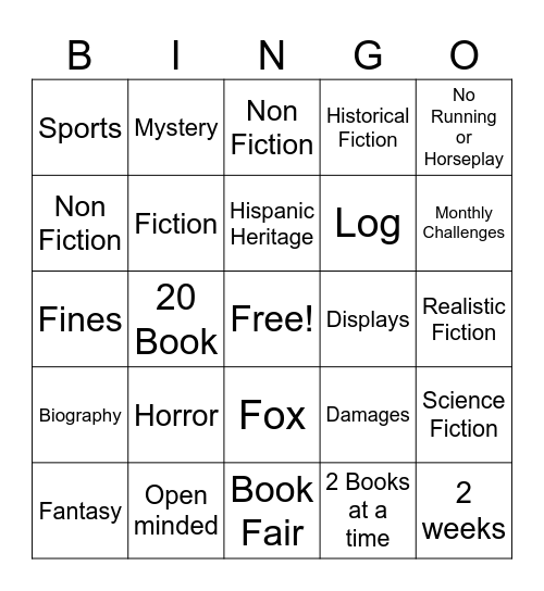 Library Orientation Bingo Card