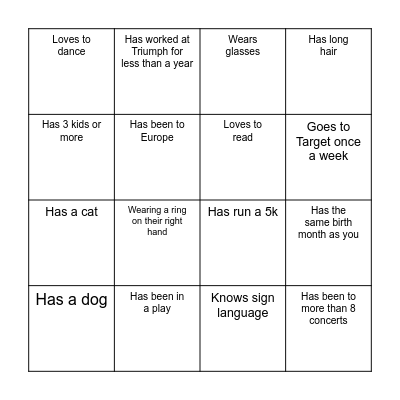 Find someone who..... Bingo Card
