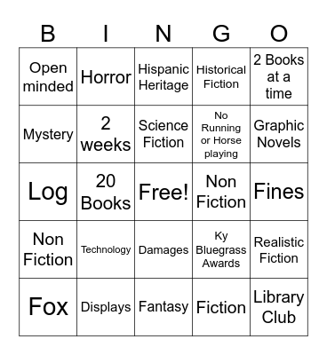 Library Orientation Bingo Card