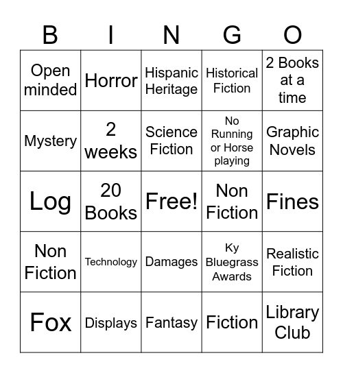 Library Orientation Bingo Card