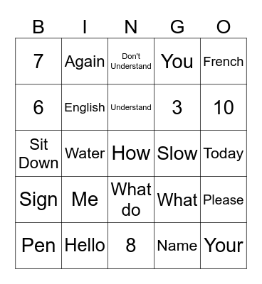Welcome Bingo Card