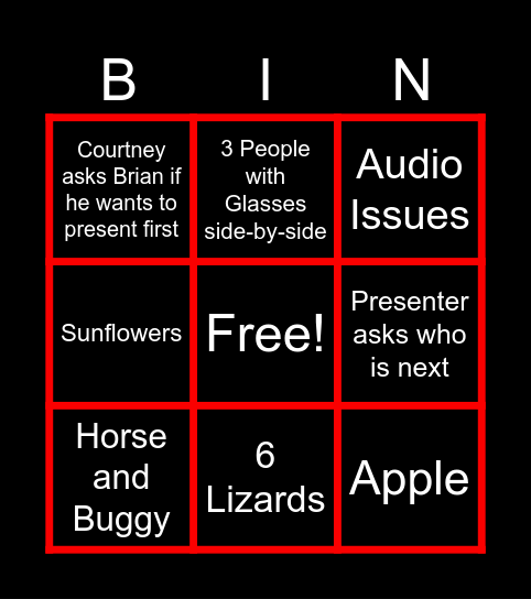 HH Test Bingo Card
