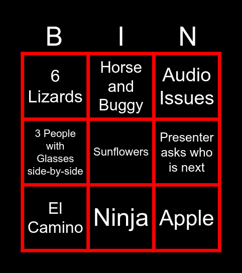 HH Test Bingo Card