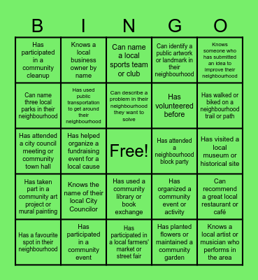 Community Bingo Card