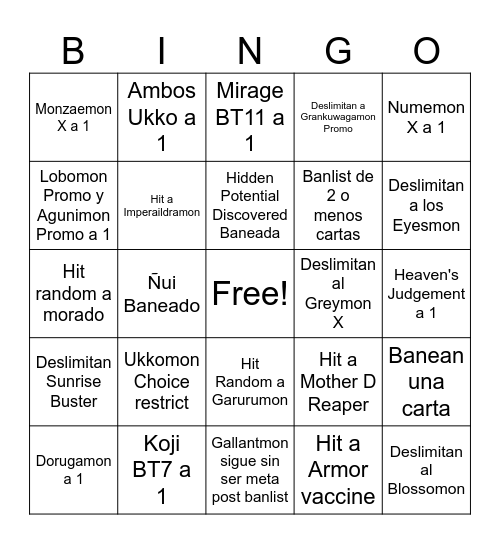 Banlist Viernes Bingo Card