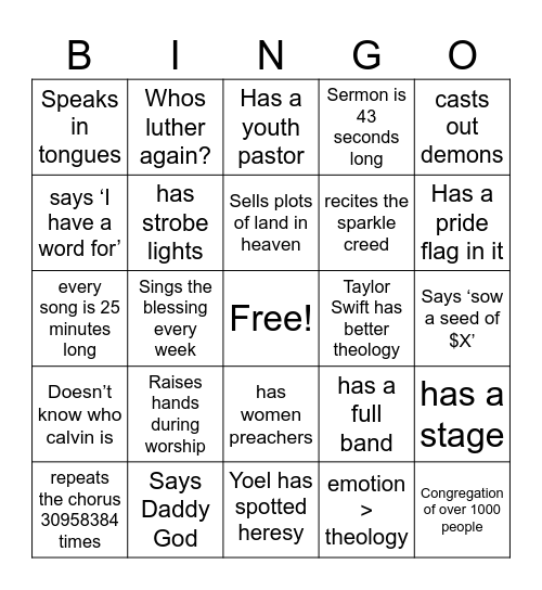 The American church bingo Card