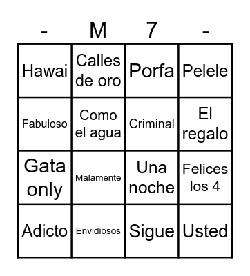 BINGO MUSICAL Bingo Card