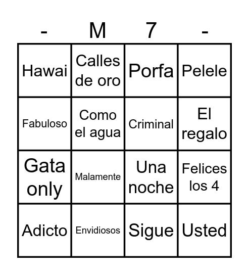 BINGO MUSICAL Bingo Card