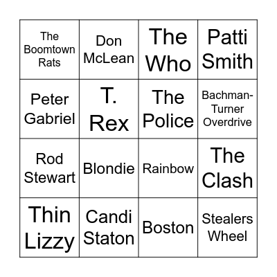 ARTIST Bingo Card