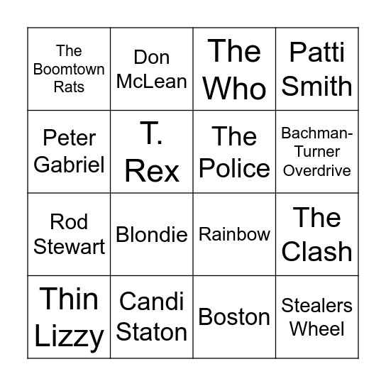 ARTIST Bingo Card