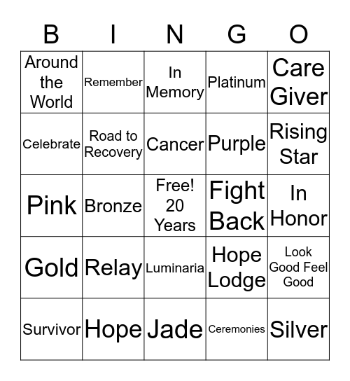 Relay Bingo Card