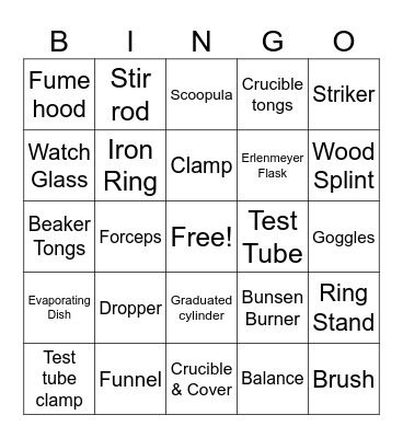 Lab Equipment Bingo! Bingo Card