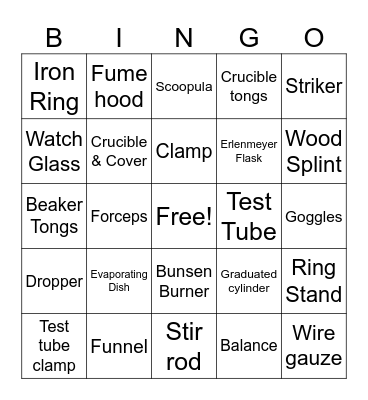 Lab Equipment Bingo! Bingo Card