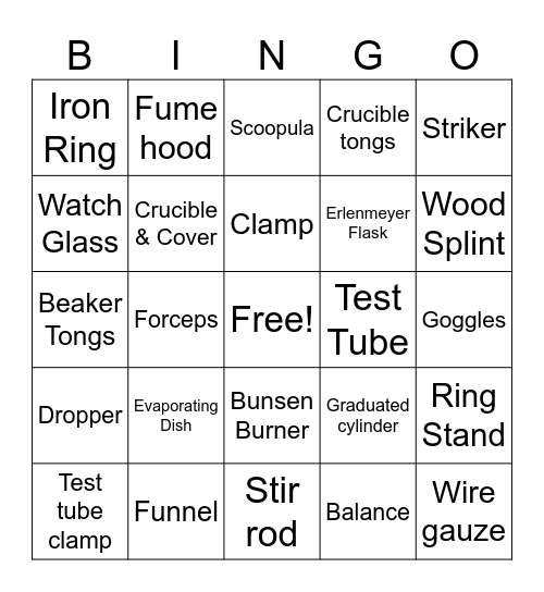 Lab Equipment Bingo! Bingo Card